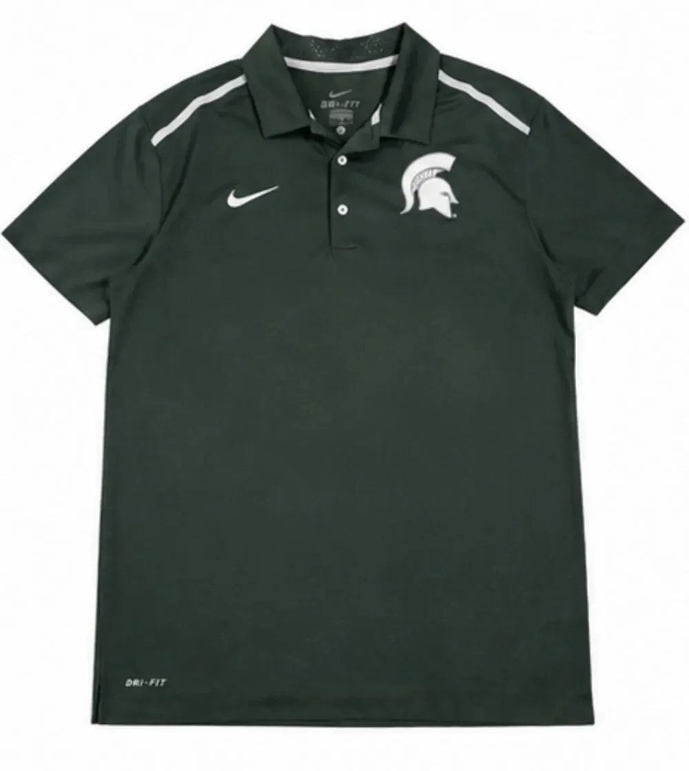 Nike Dri-FIT Michigan State Spartans Polo Shirt Men’s Large Green MSU NCAA